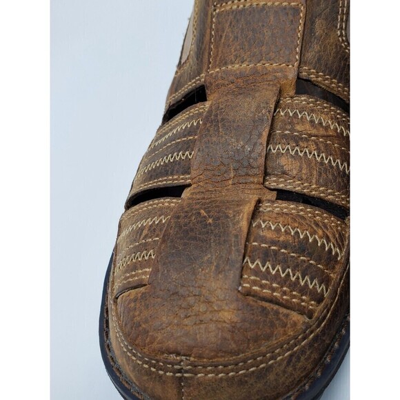 TIMBERLAND BROWN LEATHER SLIP ON CLOSED TOE SHOES COMFORT MEN SIZE 8M - Picture 13 of 14